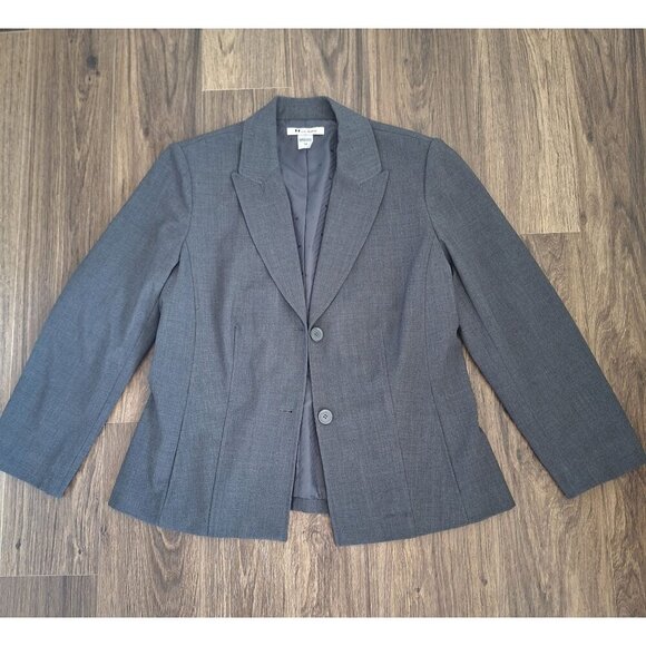 💙 Nygard Gray Lined Blazer Size 14 Preppy Office Formal Work Fall - Picture 1 of 9